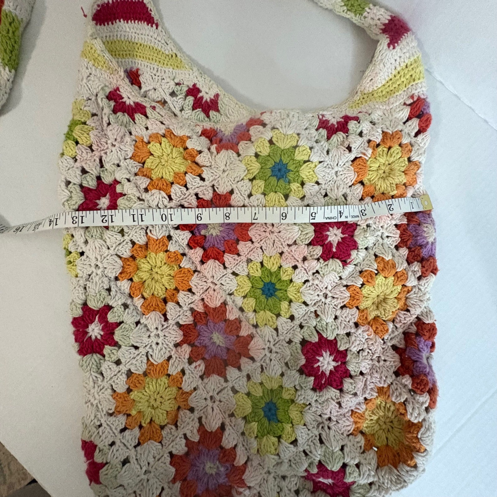 Crochet Granny Square Tote Bag Shoulder Bag Colorful Handmade Hippie Boho thumbnail 3