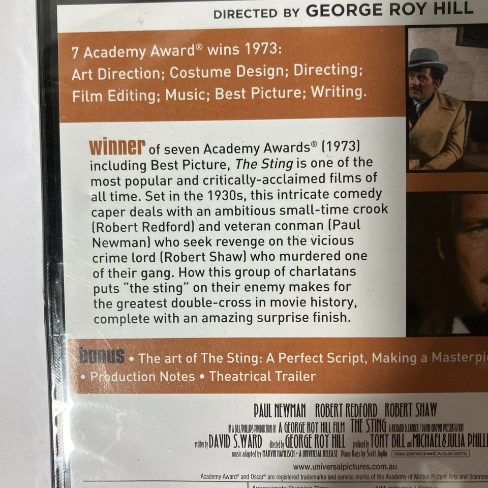 The Sting NEW/sealed region 4 DVD (1973 Robert Redford / Paul Newman movie) - Image 3 of 4