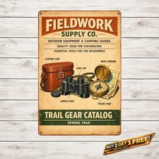 Layered Equipment Tool Catalog Sign Vintage Workshop Metal Tin Poster