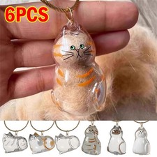 6PC Cat hair storage box pendant cat hair storage capsule keychain commemorative