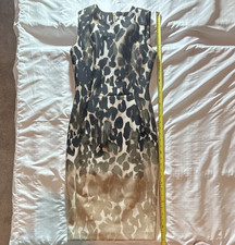 Calvin Klein Leopard Animal Print Sheath Dress Sleeveless Knee Length 2 Zip