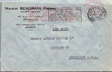 BH GOLDPATH: BELGIUM AIRMAIL TO US 1947 DETROIT,MI. BH011_P29