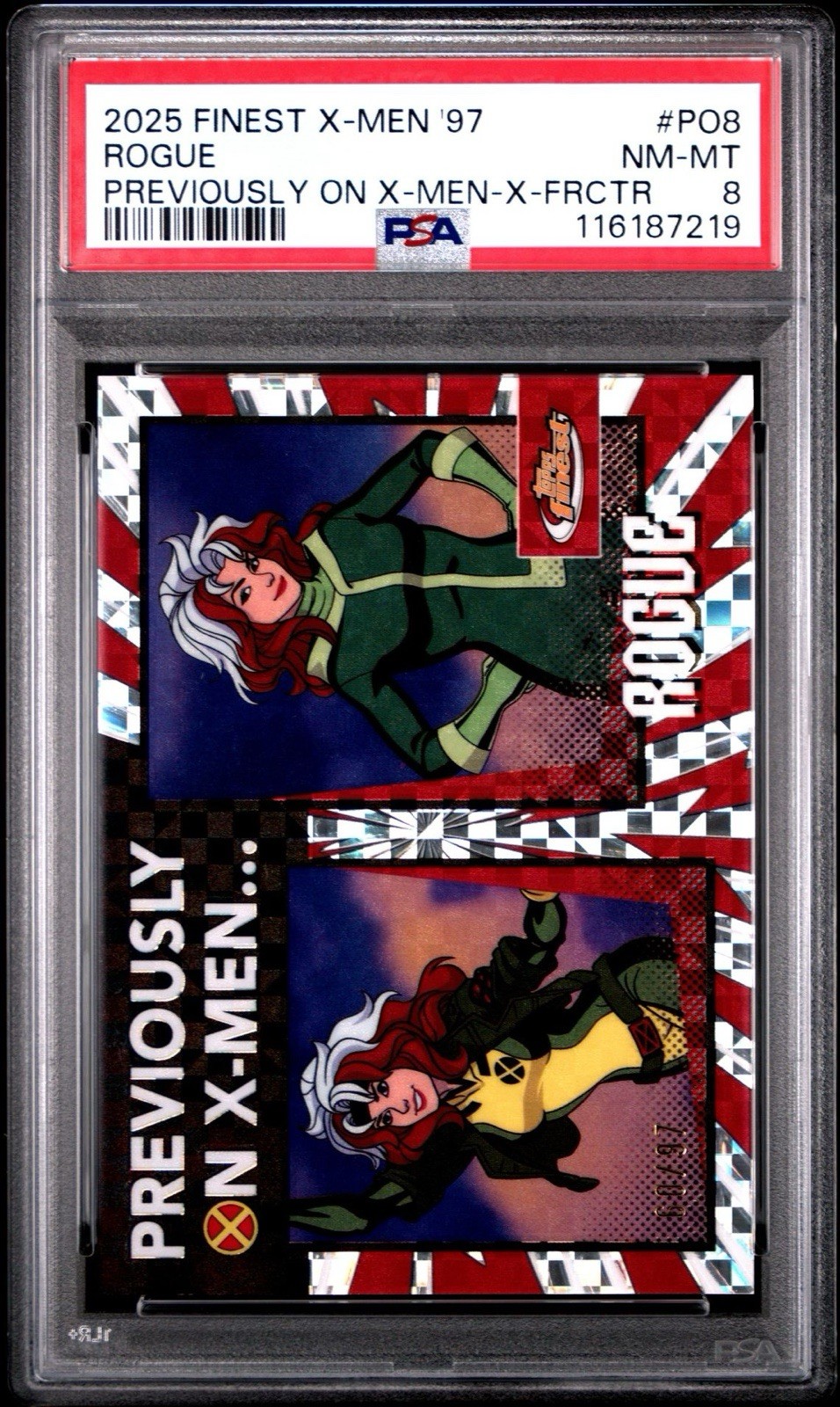 2025 Topps Finest X-Men ’97 ROGUE Previously on X-Men X-Fractor /97 #PO8