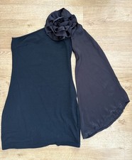 AX Paris Black One Sleeve Mini Dress With Flower Embellishment Size 10
