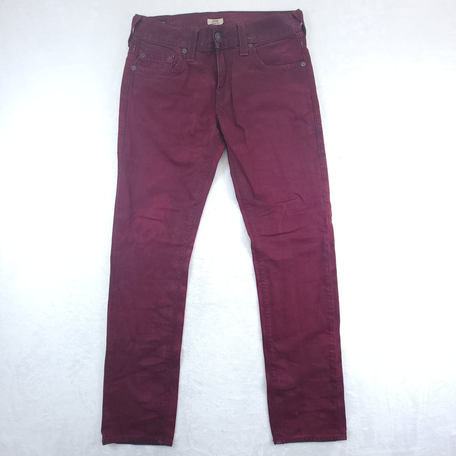 True Religion Geno Men's Size 30x32 Relaxed Slim Washed Red Denim Jeans