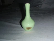 Vintage Haeger Pottery Small Green Bud Vase #382  Original Sticker Illinois USA