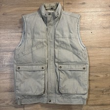 Vintage Eddie Bauer Vest Mens S Gray Canvas Goose Down Hunting Fishing Utility
