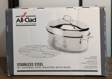 All-Clad 15-inch Specialty Stainless Steel Oval Roaster with Flat Rack and Lid