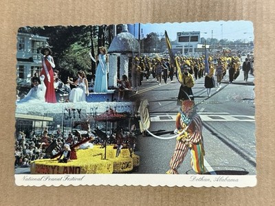 Postcard Dothan AL Alabama Peanut Festival Parade Float Marching Band Clown