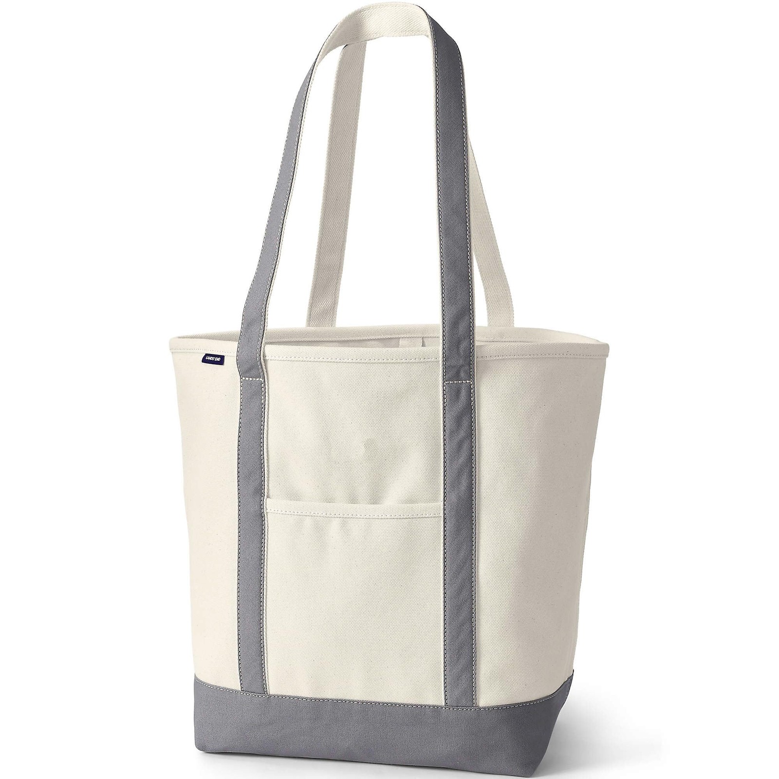 Natural Open Top Canvas Tote Natural/silver Graphite Medium Regular Handle