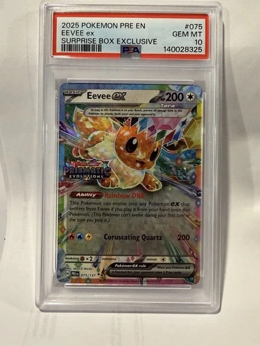 💎 2025 Pokémon PRE EN Eevee EX 75/131 Surprise Box Exclusive PSA 10 Gem Mint 💎