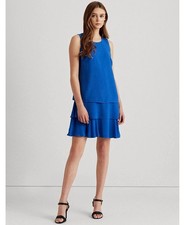 Lauren Ralph Lauren Black Label Blue Tiered Sleeveless Dress Womens Size 6 NWT