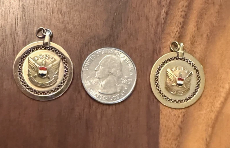 Pair United Airlines 12K GF Service Medallions w/ 8 Diamonds Vintage UAL - Image 2 of 4