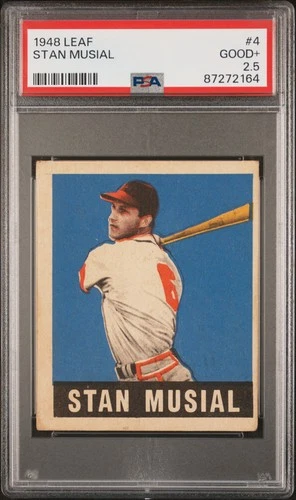 1948 Leaf #4 Stan Musial RC Rookie PSA 2.5 GD+ Nice Color New Label