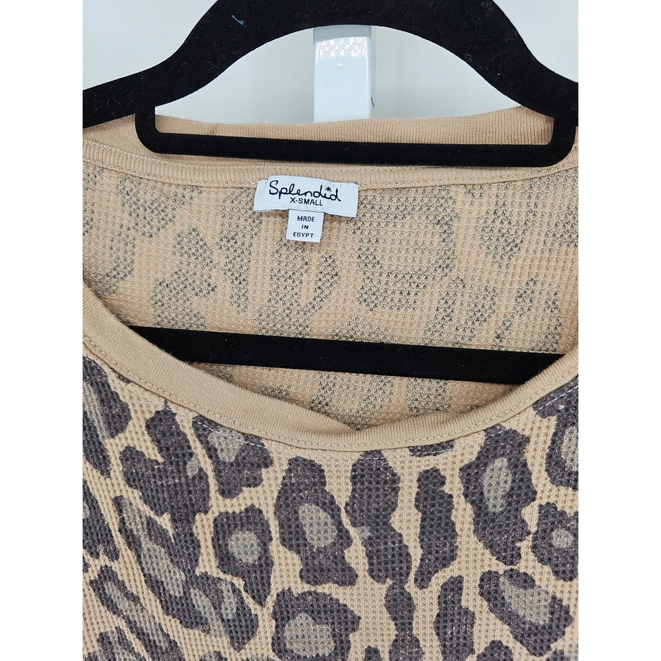 Espléndida Camiseta Mujer Talla XS Manga Larga Tejida Waffle Estampado Leopardo Foto 3 de 4