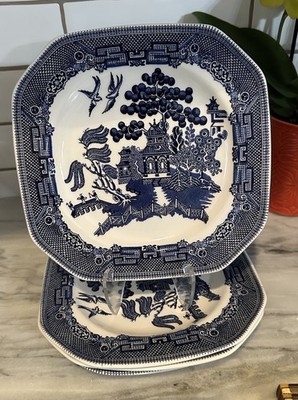Johnson Brothers Willow Blue Earthenware Square Salad Plate 7 3/4''