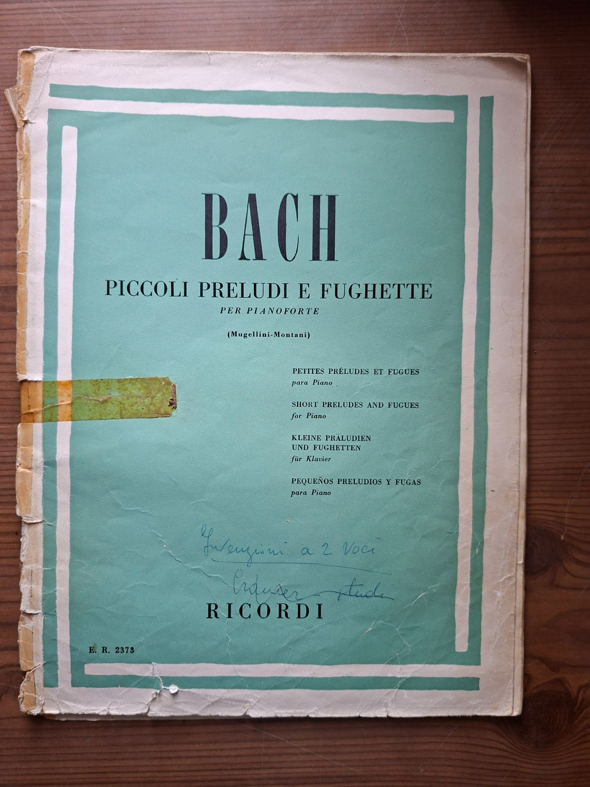 BACH PICCOLI PRELUDI E FUGHETTE PER PIANOFORTE RICORDI