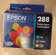 New Epson 288 3pk Combo Ink Cartridges Cyan Magenta Yellow Best by May 2027 NIB