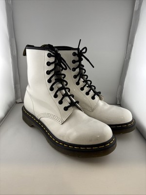 Dr. Martens 1460 White Smooth Leather Lace Up/Zip Ankle Boots Size 9 US 41 EU