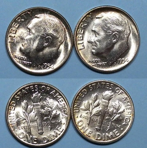 1954-P SILVER DIMES LOT 2 GEM UNC #126-22