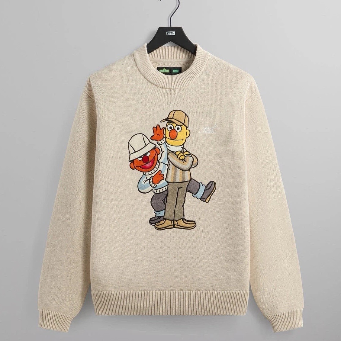 Kith for Sesame Street Bert & Ernie Crewneck Sweater In Sandy