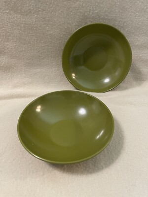 VTG 60s Melamine Melmac Avocado Green Cereal Salad Dessert Bowl MCM Set Of 2 5 