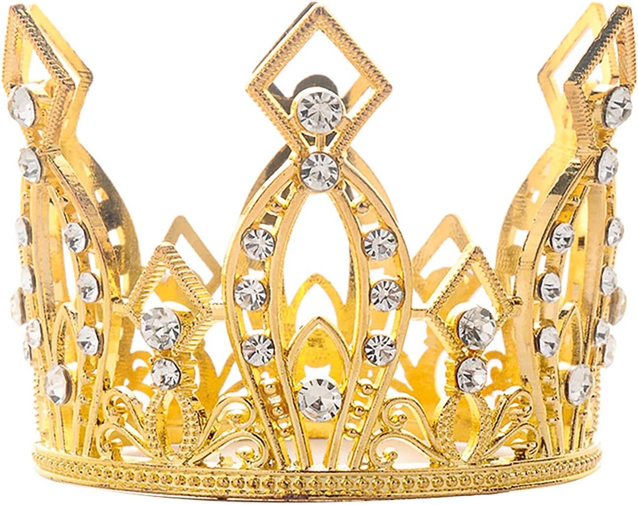 Mini corona adorno de pastel princesa y príncipe tocado de cristal tiara estrás Cr