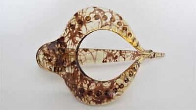 Acrylic clear brown splatter paint alligator hair comb clip for medium thick