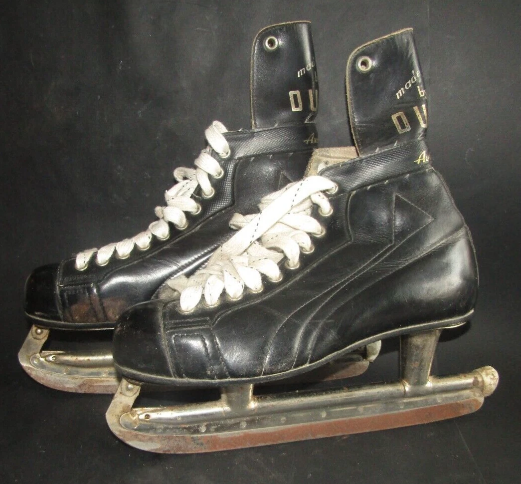 Vintage Patins à Glace En Cuir Des Années 30-40 – Pinnacle Sheffield Avec Protège-Lames – Match Usé