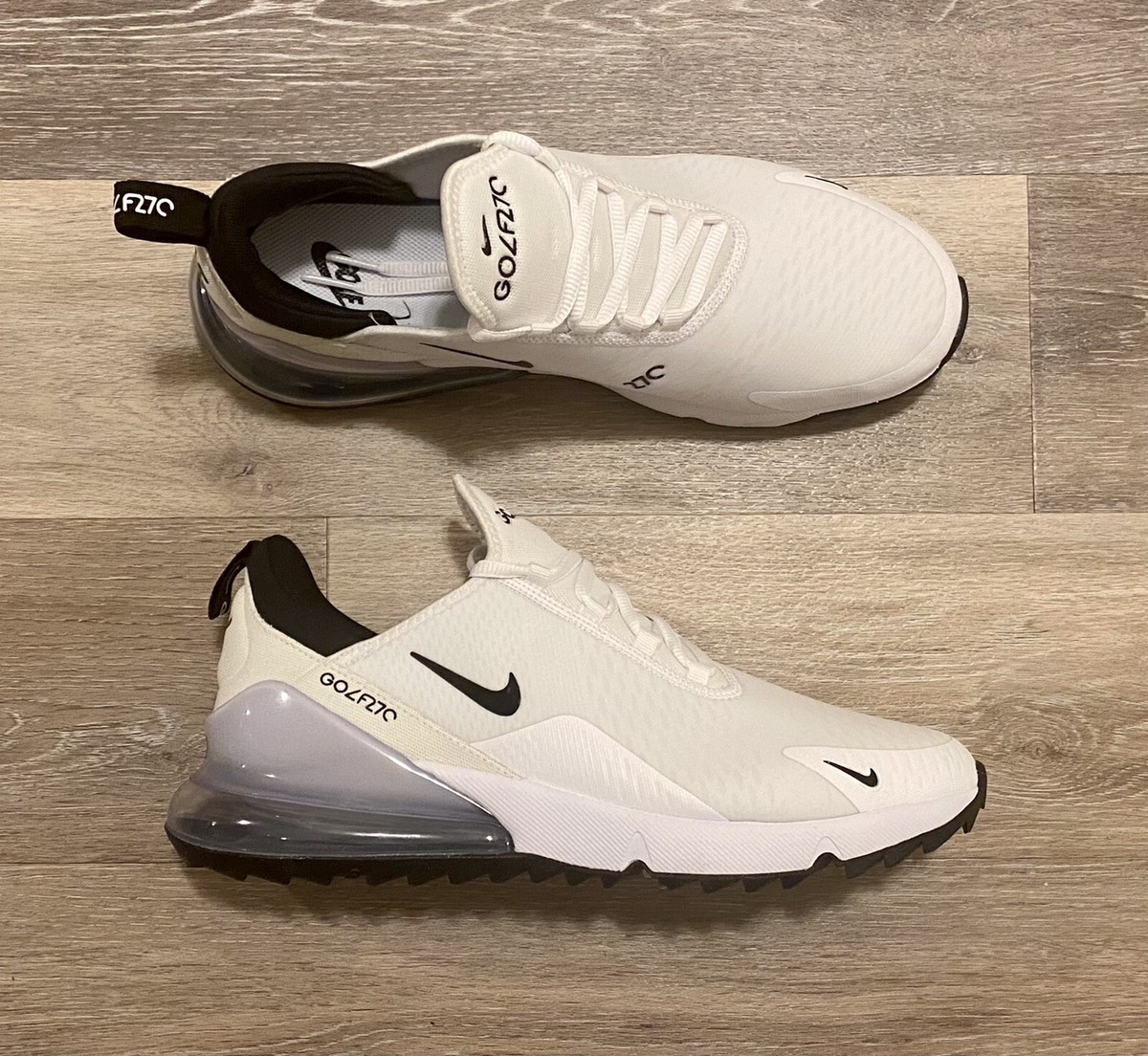 Nike Air Max 270 White Black Spikeless Golf Shoes CK6483-102