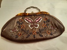Vintage Beaded Butterfly Handbag With Additional Strap