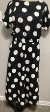Tabitha Brown Target~Polka Dot Black Short Sleeve Button Back Top & Skirt Sz. S