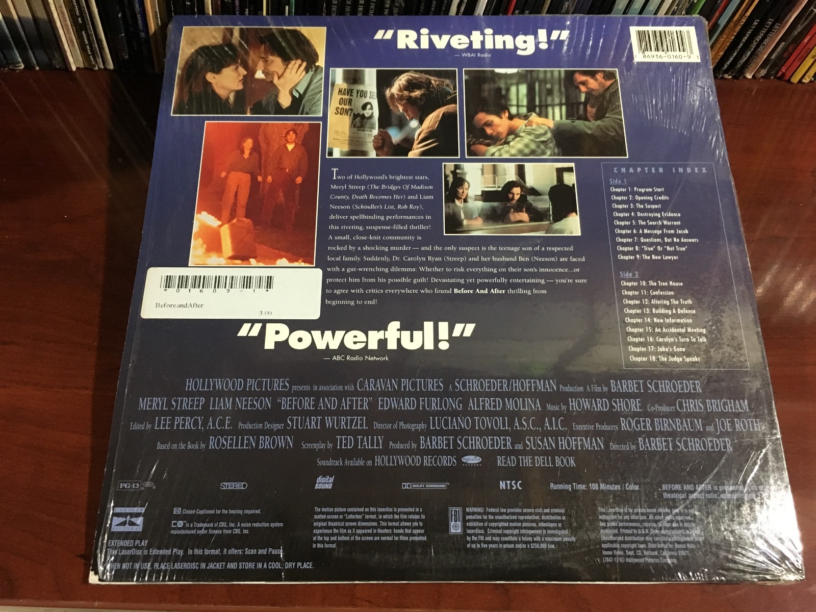 LD Laserdisc BEFORE AND AFTER 1996 Meryl Streep Liam Neeson Letterbox