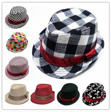 Toddler Baby Boy Girl Fashion Flat Top Fedora Hat Sun Hat Blues Jazz Cap Dance