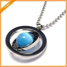 CADENA Y COLGANTE PARA HOMBRE DE ACERO BOLA AZUL DE CRISTAL EN ARO DE ACERO
