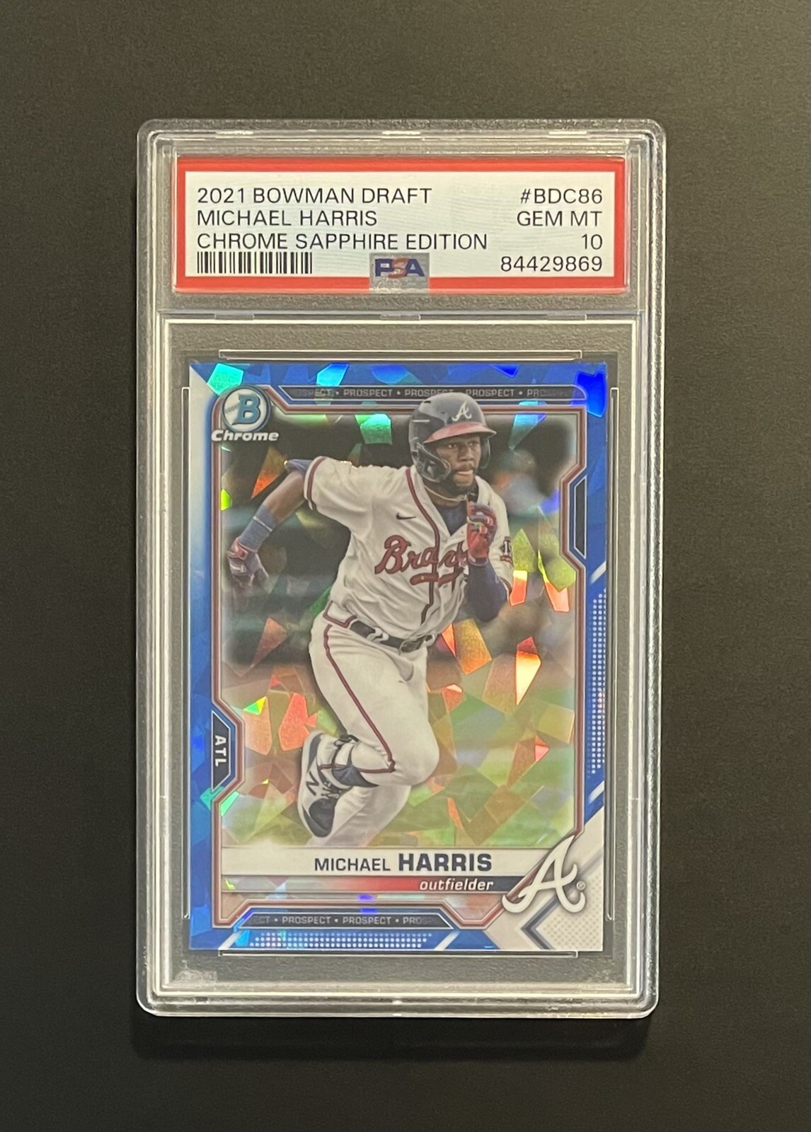 2021 Bowman Sapphire Michael Harris PSA 10 Gem Mint BDC-86 Atlanta Braves