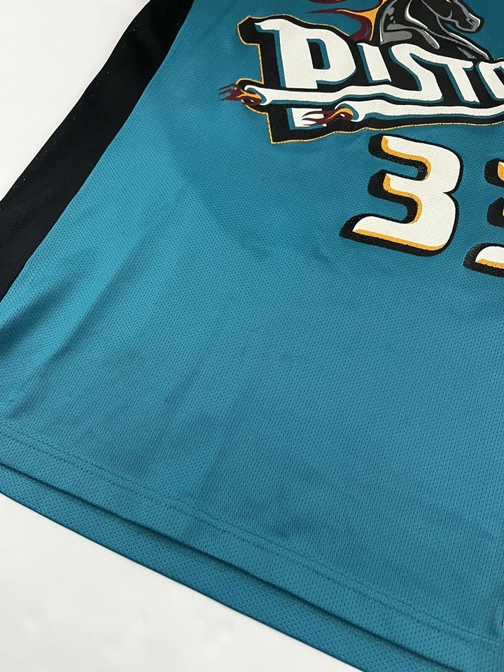 Винтажная футболка чемпиона 90-х Detroit Pistons Grant Hill США бакетбол винтажный бирюзовый цвет - Изображение 3 из 4