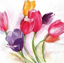  2 Two Paper Lunch Napkins for Decoupage/Mixed Media - Tulip Season