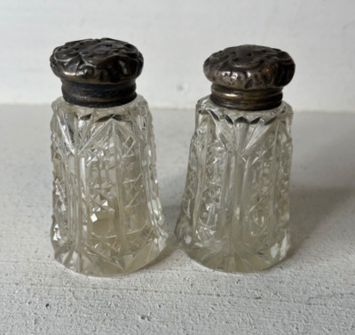 Antique Brilliant Cut Glass Salt & Pepper Shakers