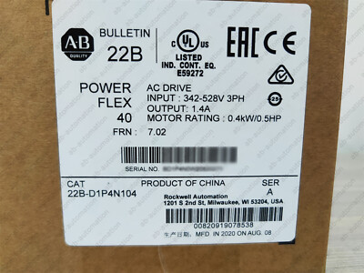 NEW Allen-Bradley 22B-D1P4N104 Powerflex 40 0.4KW 0.5HP AC Drive 22B-D1P4N104