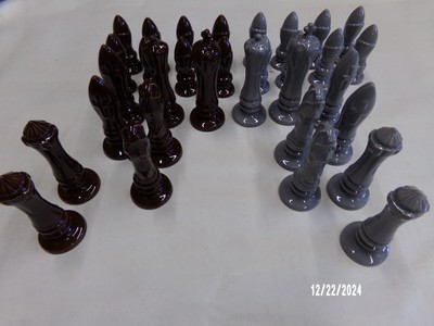 ceramic chess set * Duncan Modern set * 4'' King * Gray & Brown Glaze *