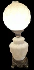 VTG Gone With The Wind Style Milk Glass Hurricane Diamond Quilt Pattern Lamp