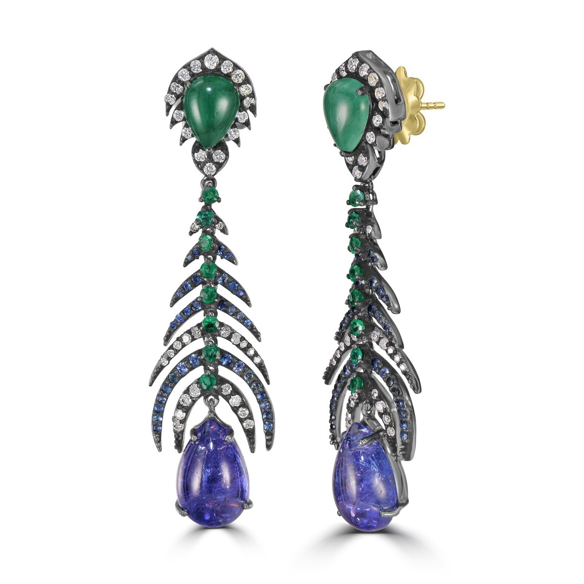 ウタタネ✾ Victorian 17.92 Cttw. Tanzanite, Diamond, Emerald and