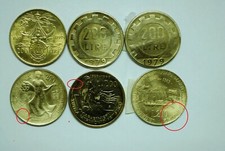 Lotto di 6 monete miste  da 200 lire errori di conio.