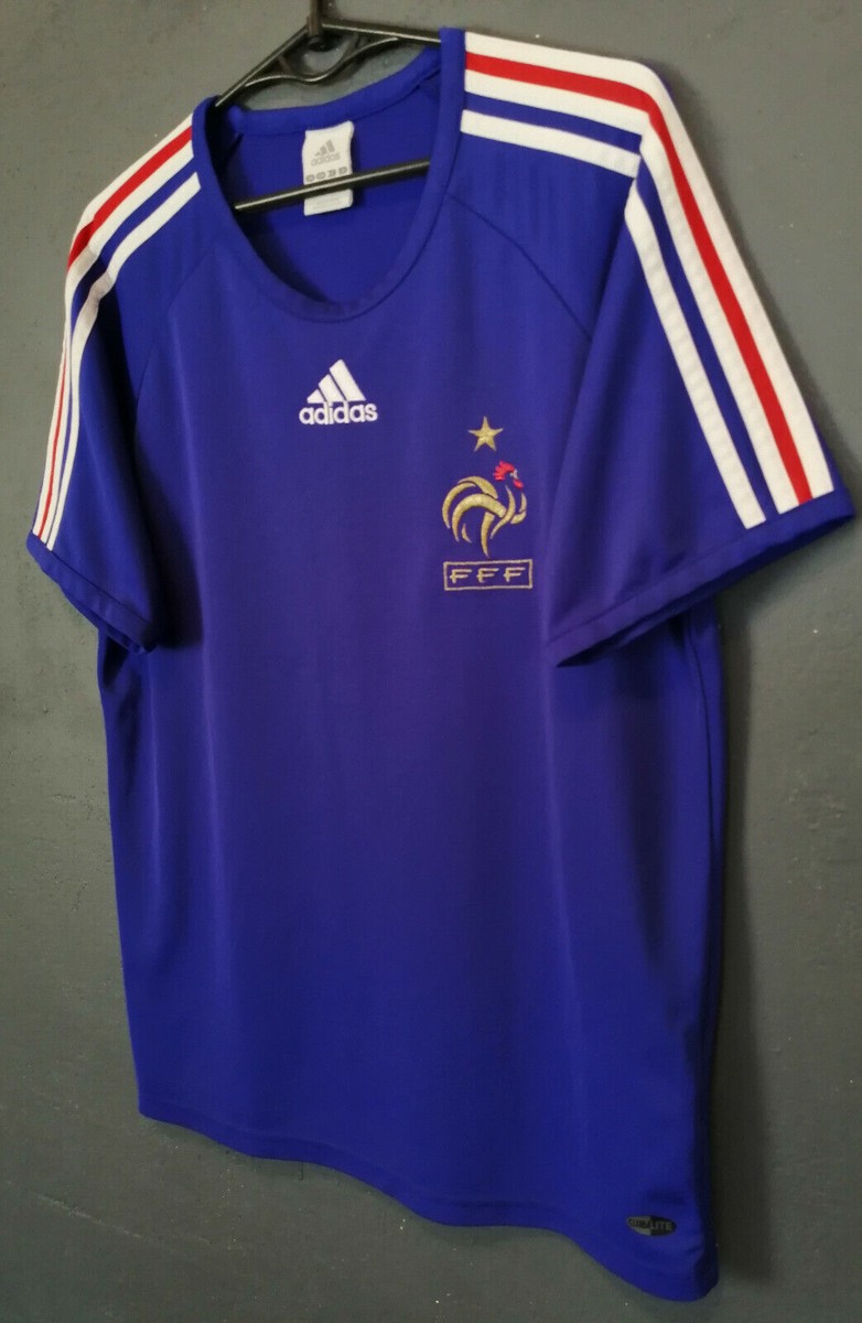 MEN'S ADIDAS FRANCE 2007/2008 TRAINING BLUE SOCCER FOOTBALL SHIRT