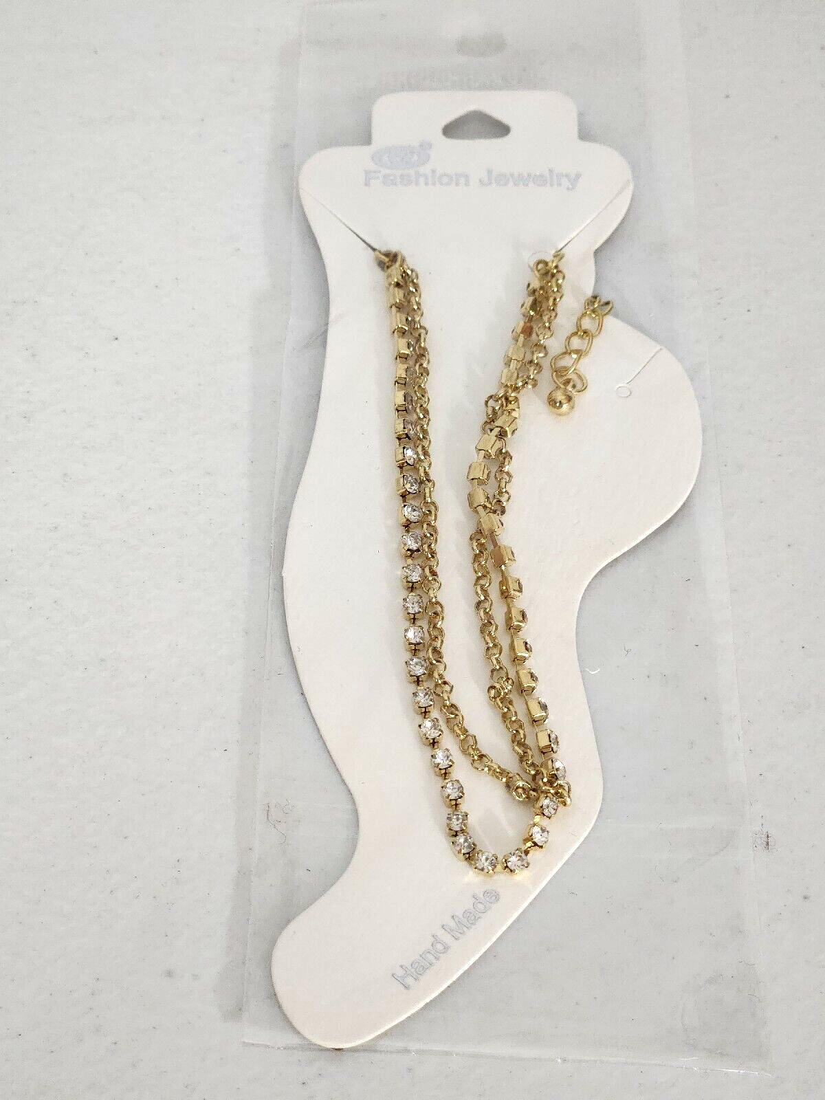 Anklet Gold Tone 2 Rows 8 1/2