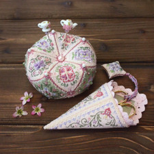 Cross Stitch Embroidery Kits Flower Biscornu, Case  Charm for Scissors Samplers