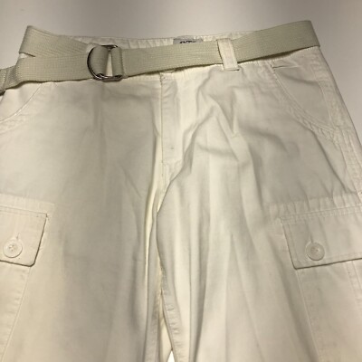 OTB One Tough Brand Shorts Mens Size 30 Belted White Cargo Longer Length