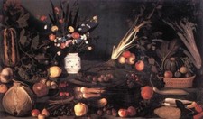 Oil painting Still-Life-with-Flowers-and-Fruit-Michelangelo-Merisi-da-Caravaggio