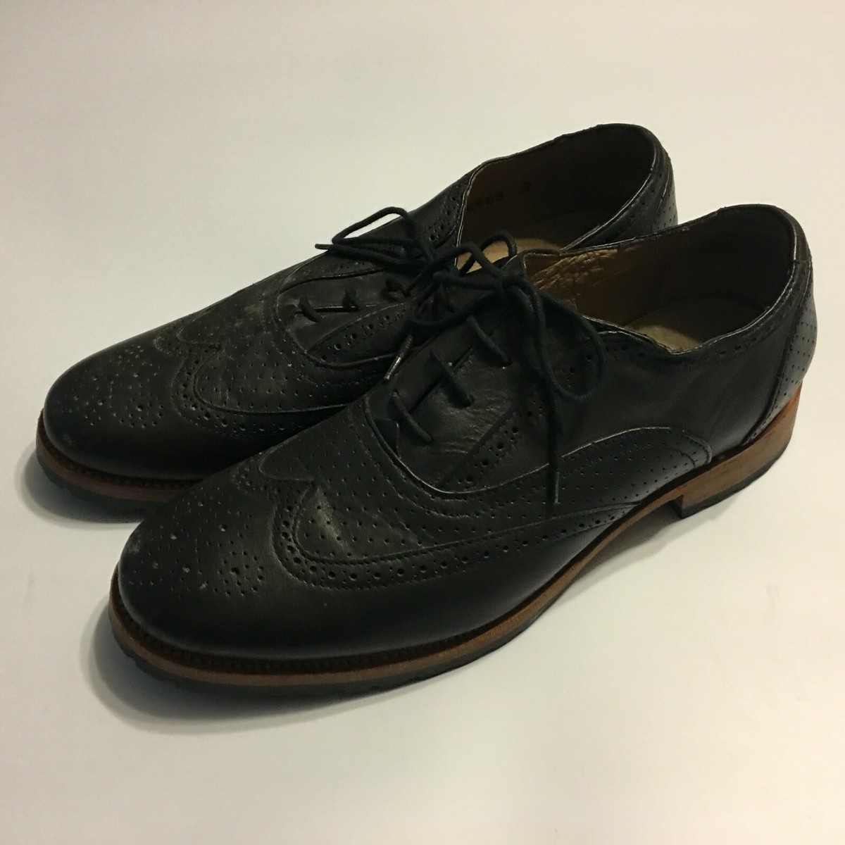 Mens J.D. Fisk leather dress shoes- size 9 J.D. Fisk Black Leather Oxfords Dress Shoes Sz. 9 | eBay main image 2